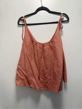 Little Moon Coral Tie-Shoulder Scoop Tank